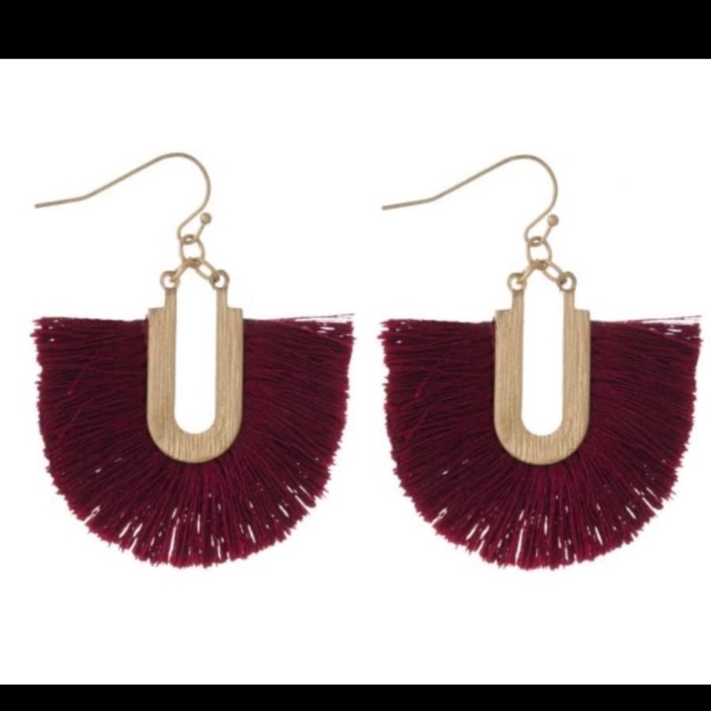 Tassel Burgundy Earrings